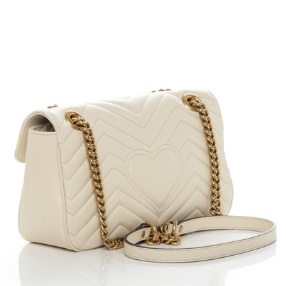 Gucci Calfskin Matelasse Small GG Marmont Shoulder Bag White 3 of 7
