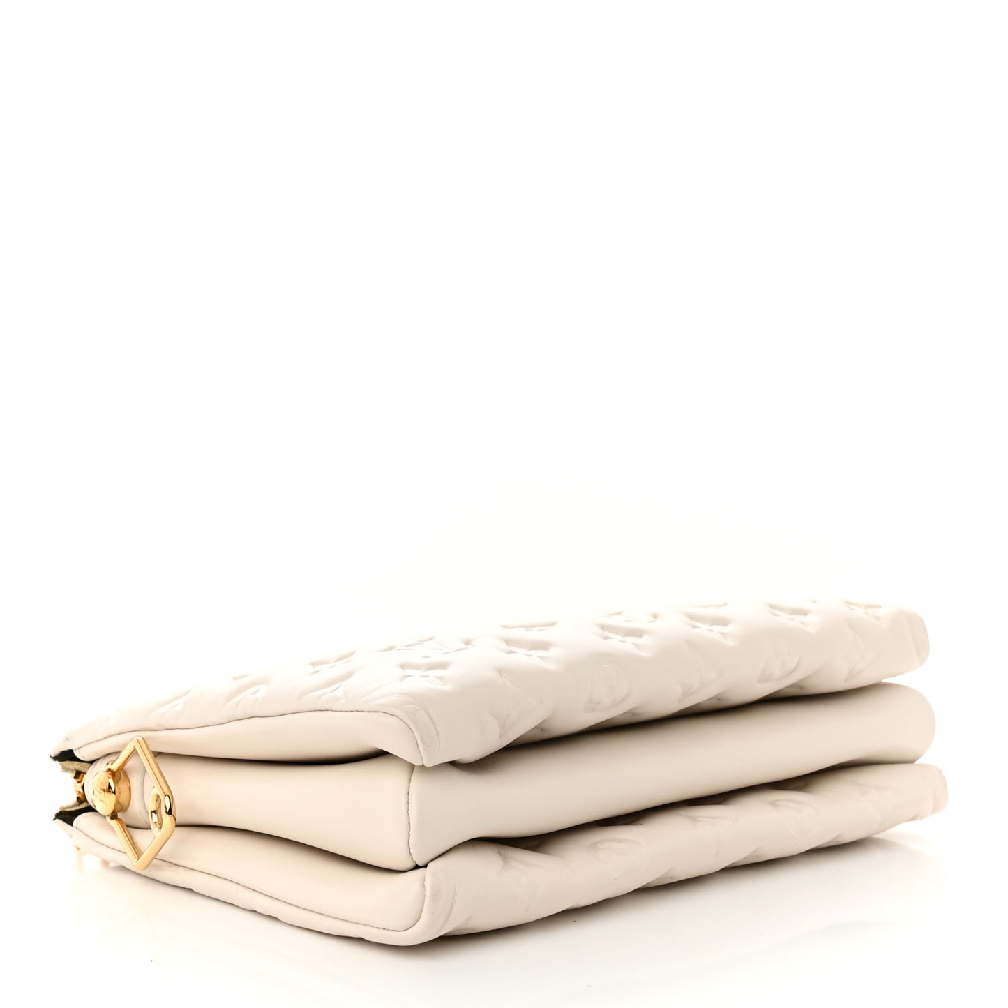 Lambskin Embossed Monogram Coussin PM Beige Cream