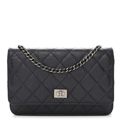 Chanel Aged Calfskin Quilted Reissue Wallet On Chain WOC Navy 1 of 11