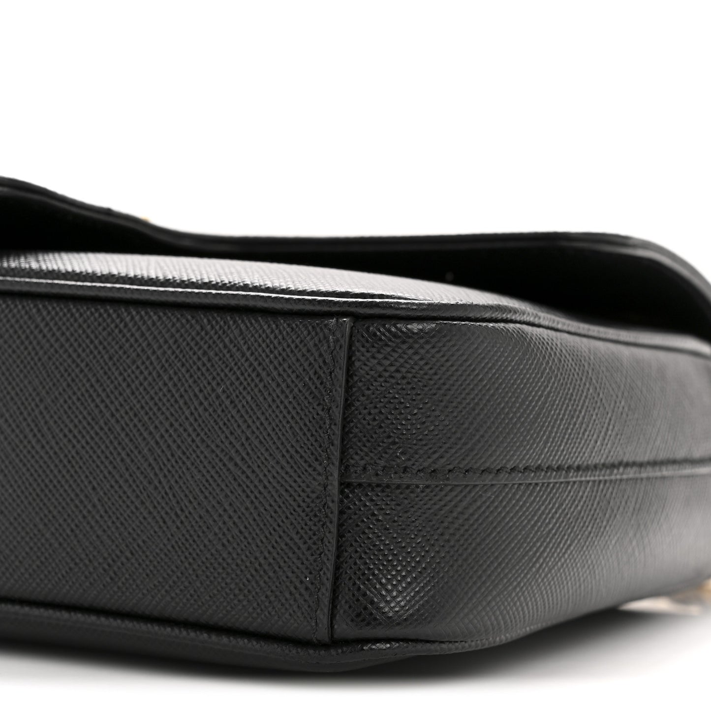 Saffiano Flap Shoulder Bag Black
