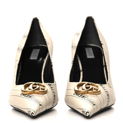 Gucci X BALENCIAGA Nappa Charlotte Allover Logo GG Pumps 39 Mystic White Black 3 of 10