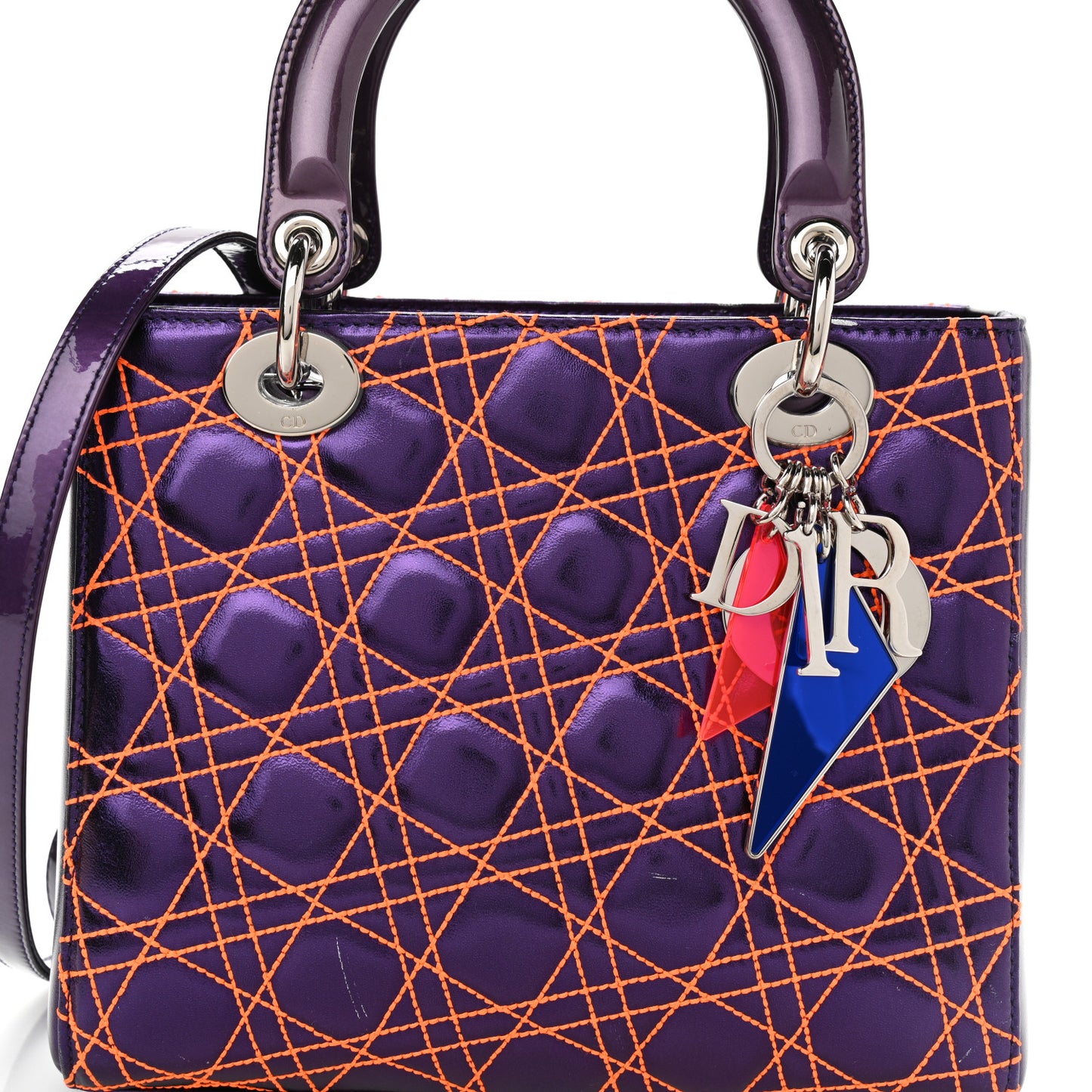 Metallic Lambskin Cannage Medium Anselm Reyle Lady Dior Purple Orange