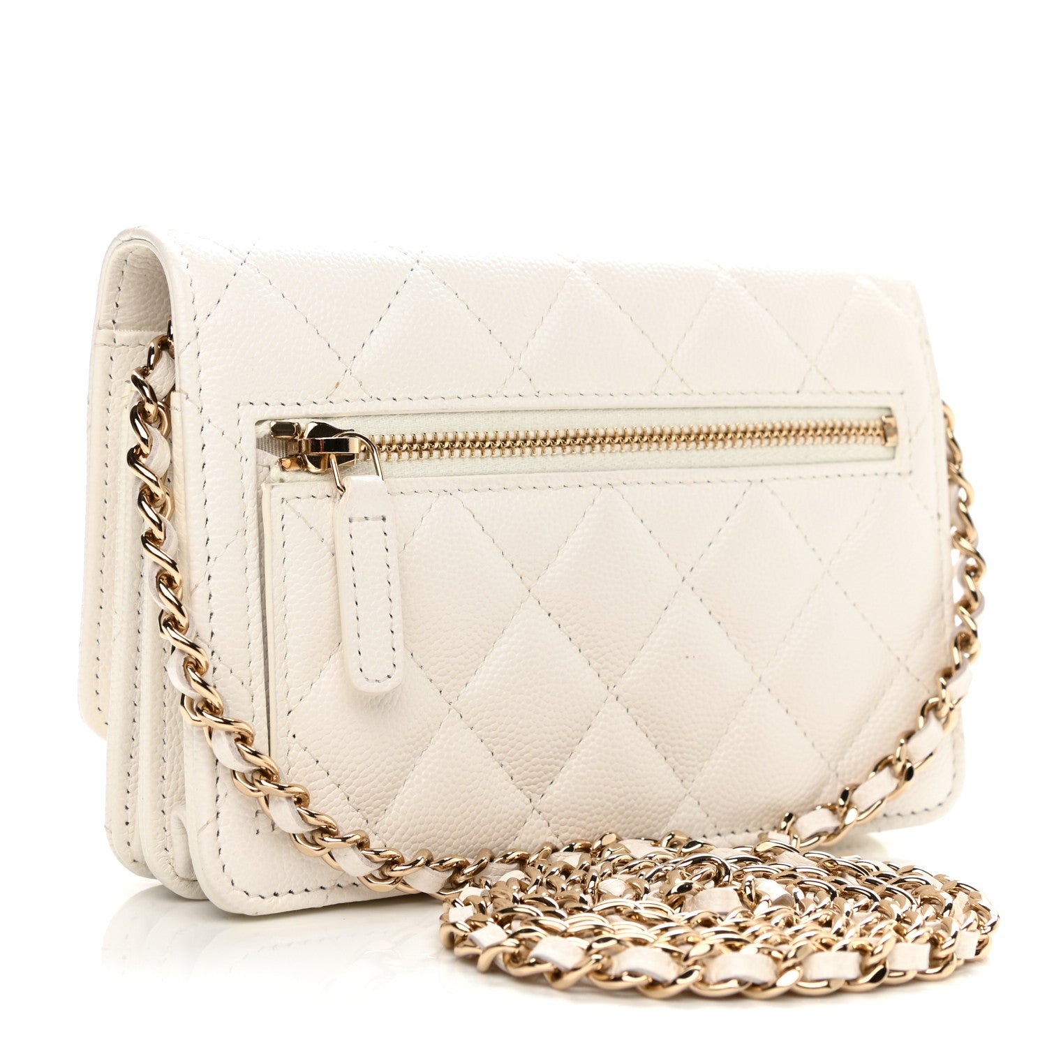 Chanel Caviar Quilted Mini Wallet On Chain WOC White 3 of 14