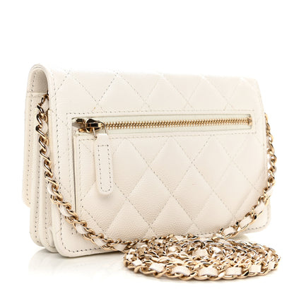 Chanel Caviar Quilted Mini Wallet On Chain WOC White 3 of 14
