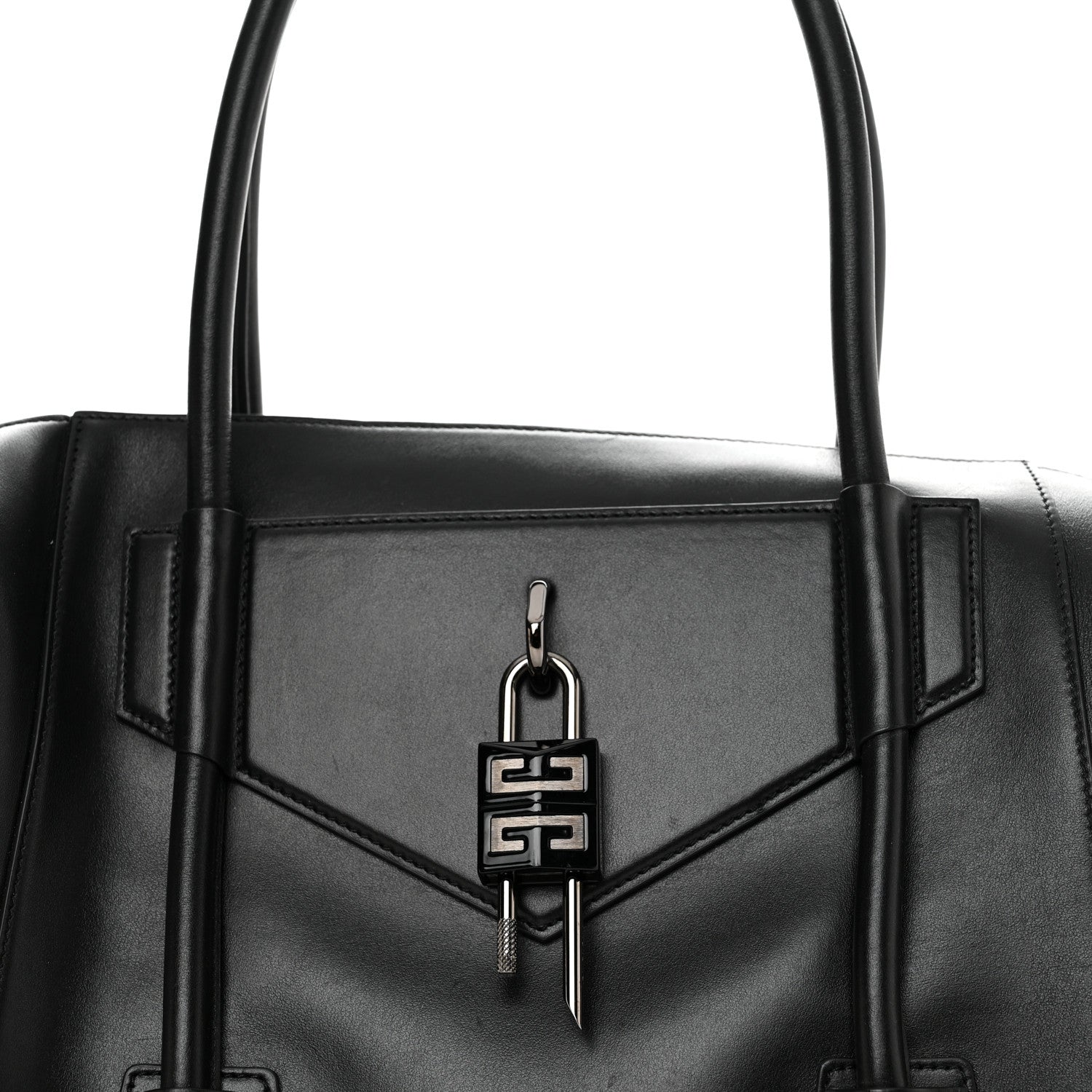 Givenchy Smooth Calfskin Medium Antigona Lock Duffle Bag Black 8 of 10