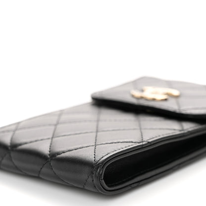 Chanel Lambskin Enamel Quilted Phone Holder With Chain Black 10 of 10