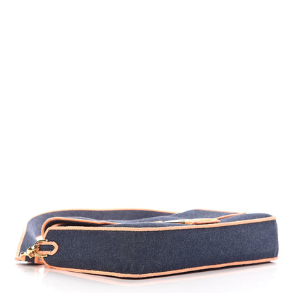 Fendi Denim Large Baguette Blue Arancio Fluo 4 of 15