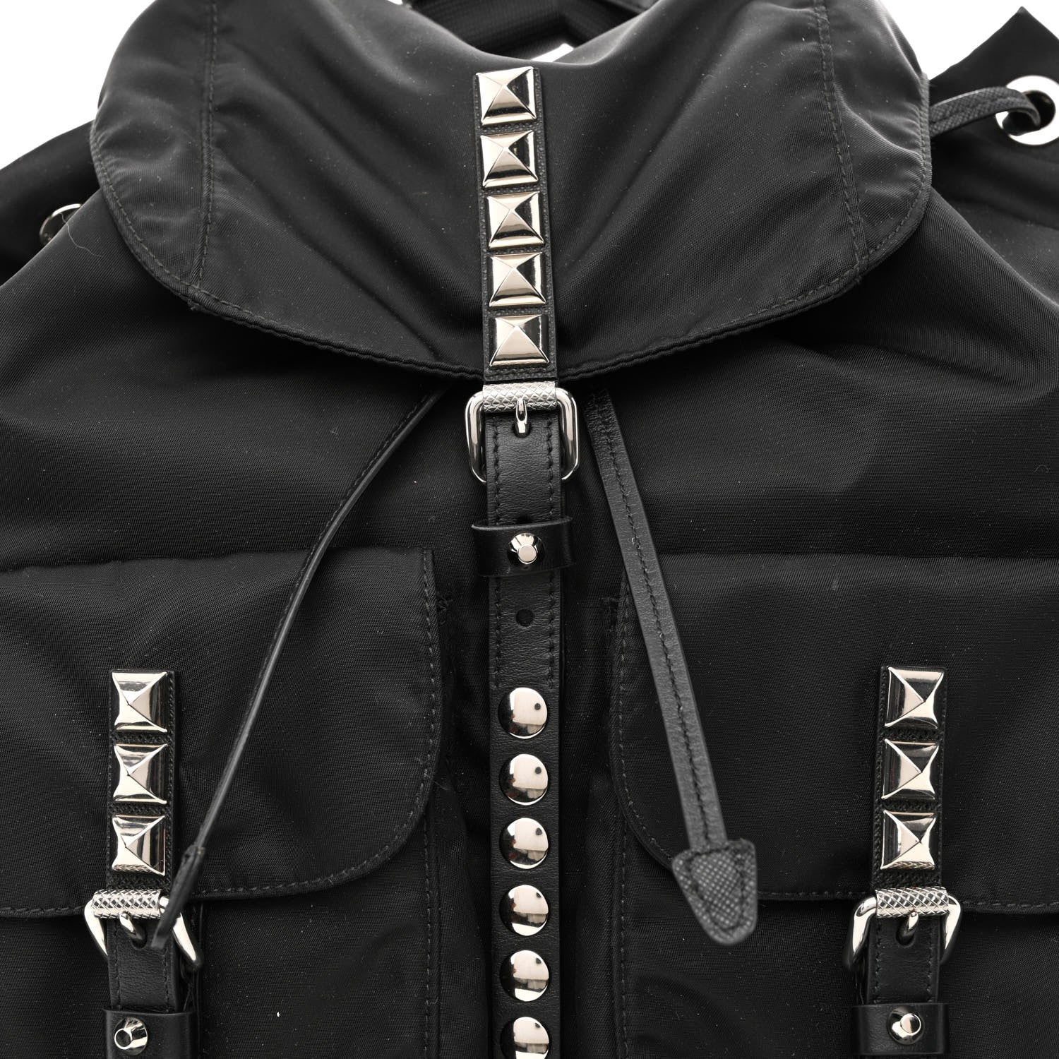 Prada Nylon New Vela Studded Backpack Black 9 of 12