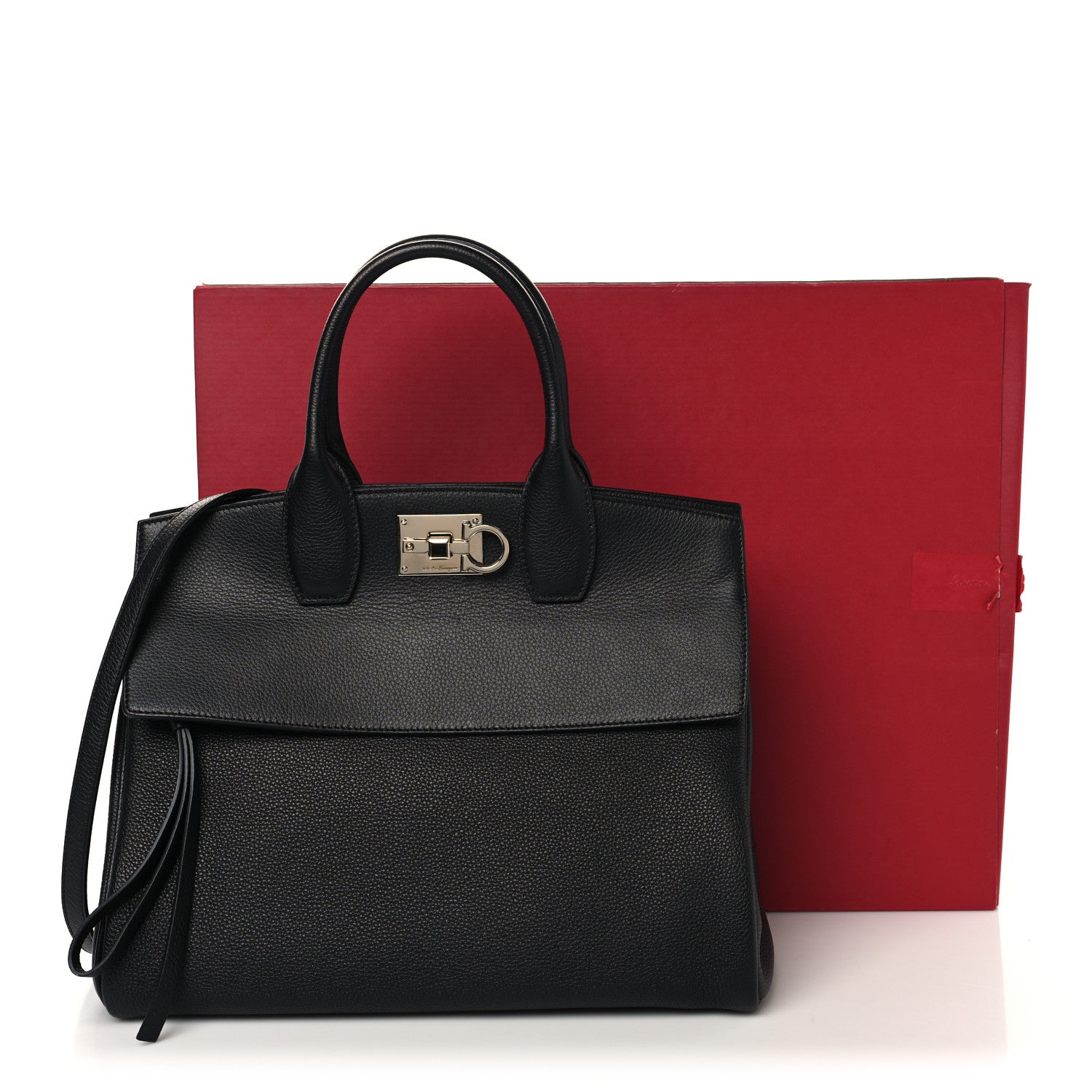Salvatore Ferragamo Calfskin Large The Studio Bag Black 10 of 10