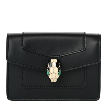 Bulgari Calfskin Serpenti Forever Purse Card Holder Black 3 of 13