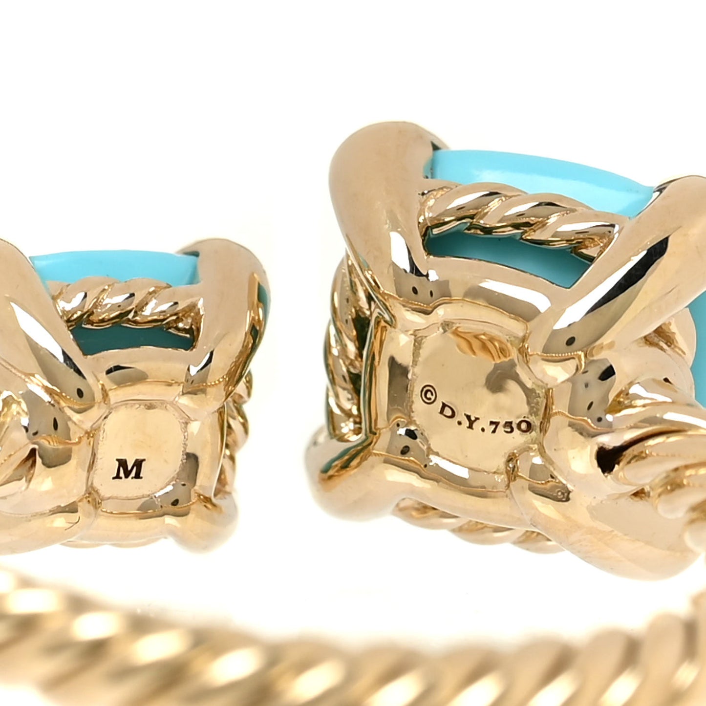 18K Yellow Gold Diamond Turquoise Chatelaine Bypass Ring 53 62.25