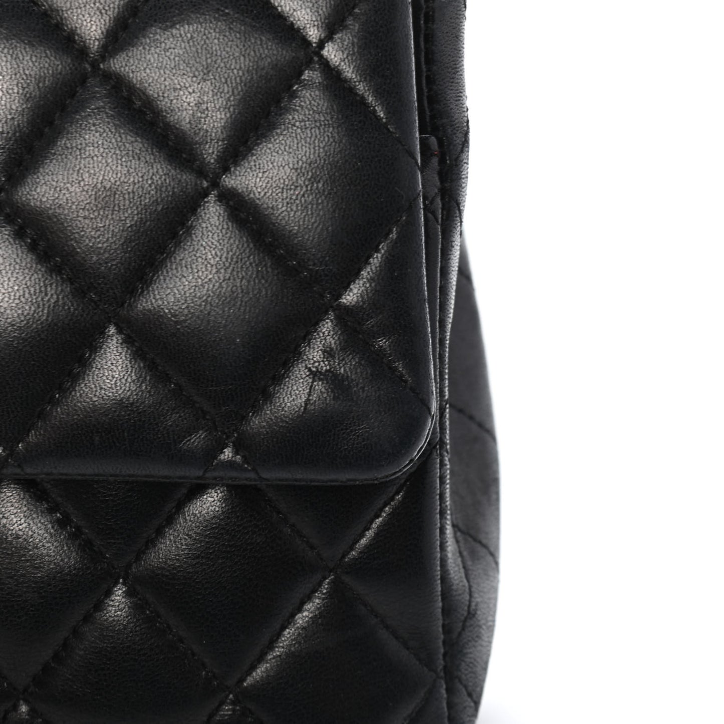 Lambskin Quilted Medium Double Flap Black