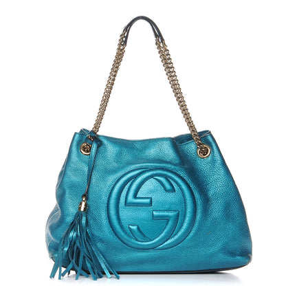 Gucci Metallic Cellarius Calfskin Medium Soho Chain Shoulder Bag Deep Cobalt 1 of 15