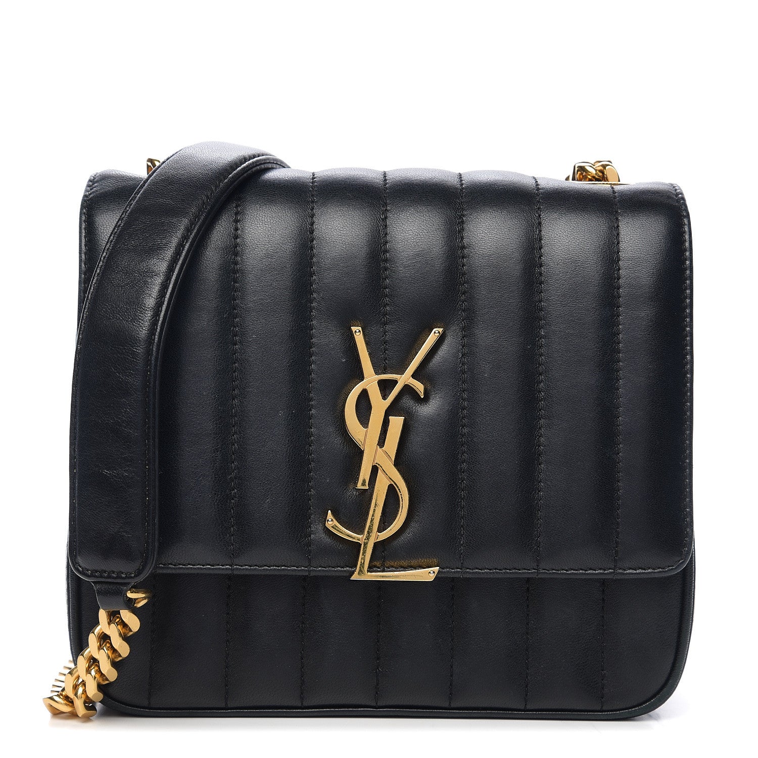 Saint Laurent Lambskin Matelasse Monogram Medium Vicky Chain Bag Black 1 of 11