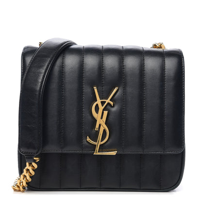 Saint Laurent Lambskin Matelasse Monogram Medium Vicky Chain Bag Black 1 of 11