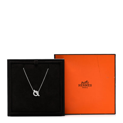 Hermes 18K White Gold Diamond Finesse Pendant Necklace 5 of 5