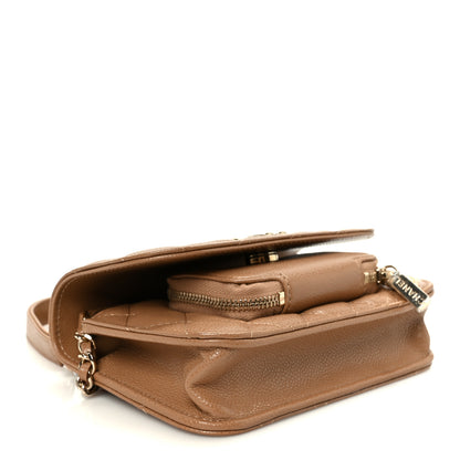 Chanel Caviar Quilted Business Affinity Clutch With Chain Flap Camel 4 of 11