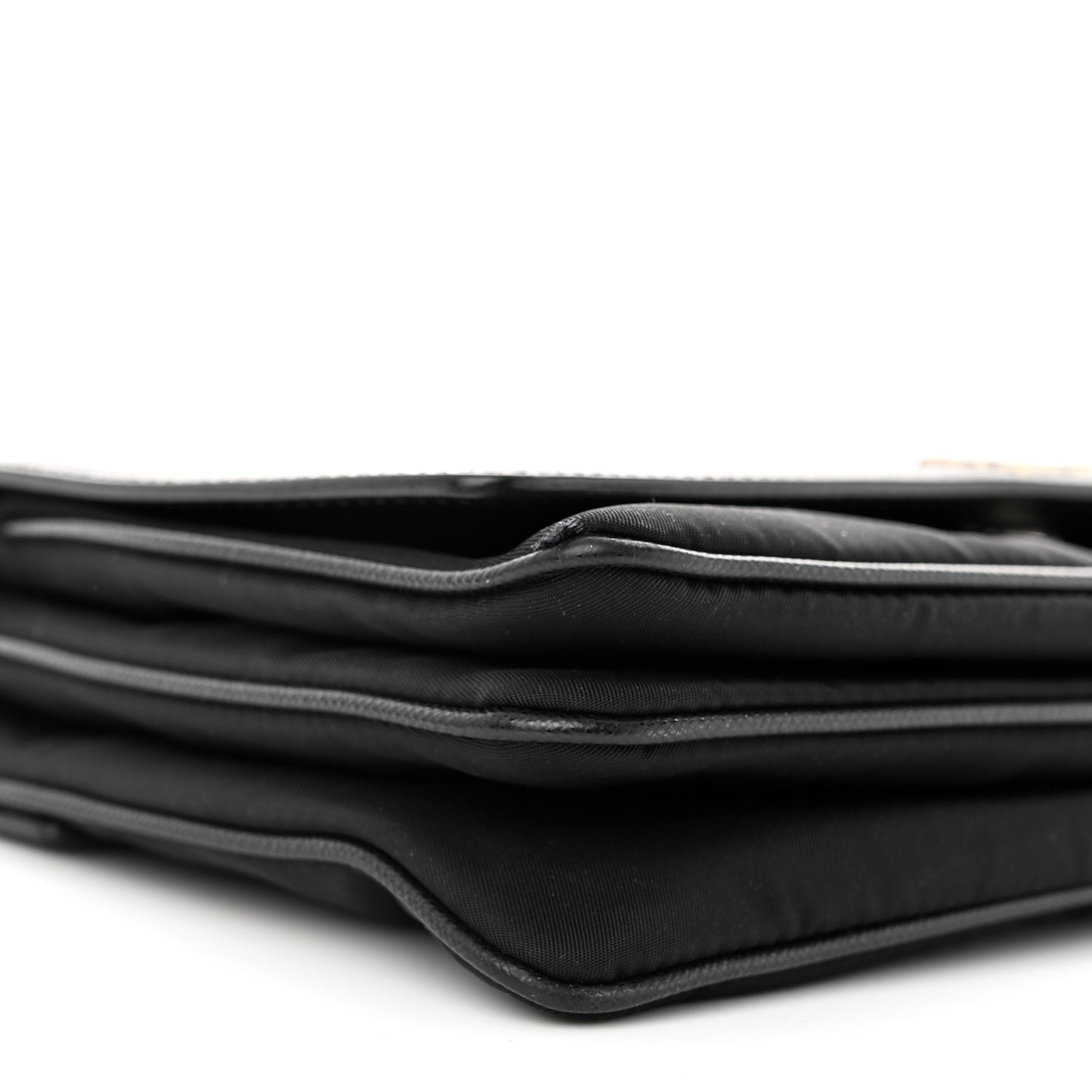 Saffiano Tessuto Nylon Chain Shoulder Bag Black