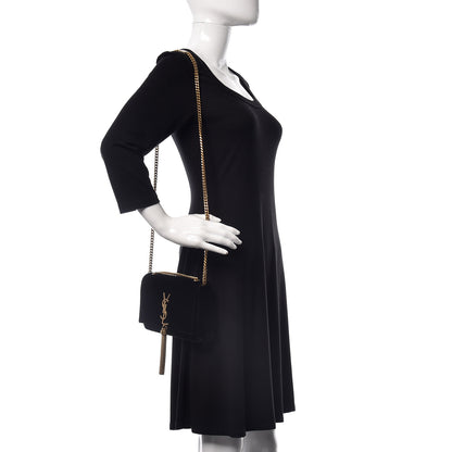 Saint Laurent Velvet Small Monogram Kate Tassel Shoulder Bag Black 2 of 11