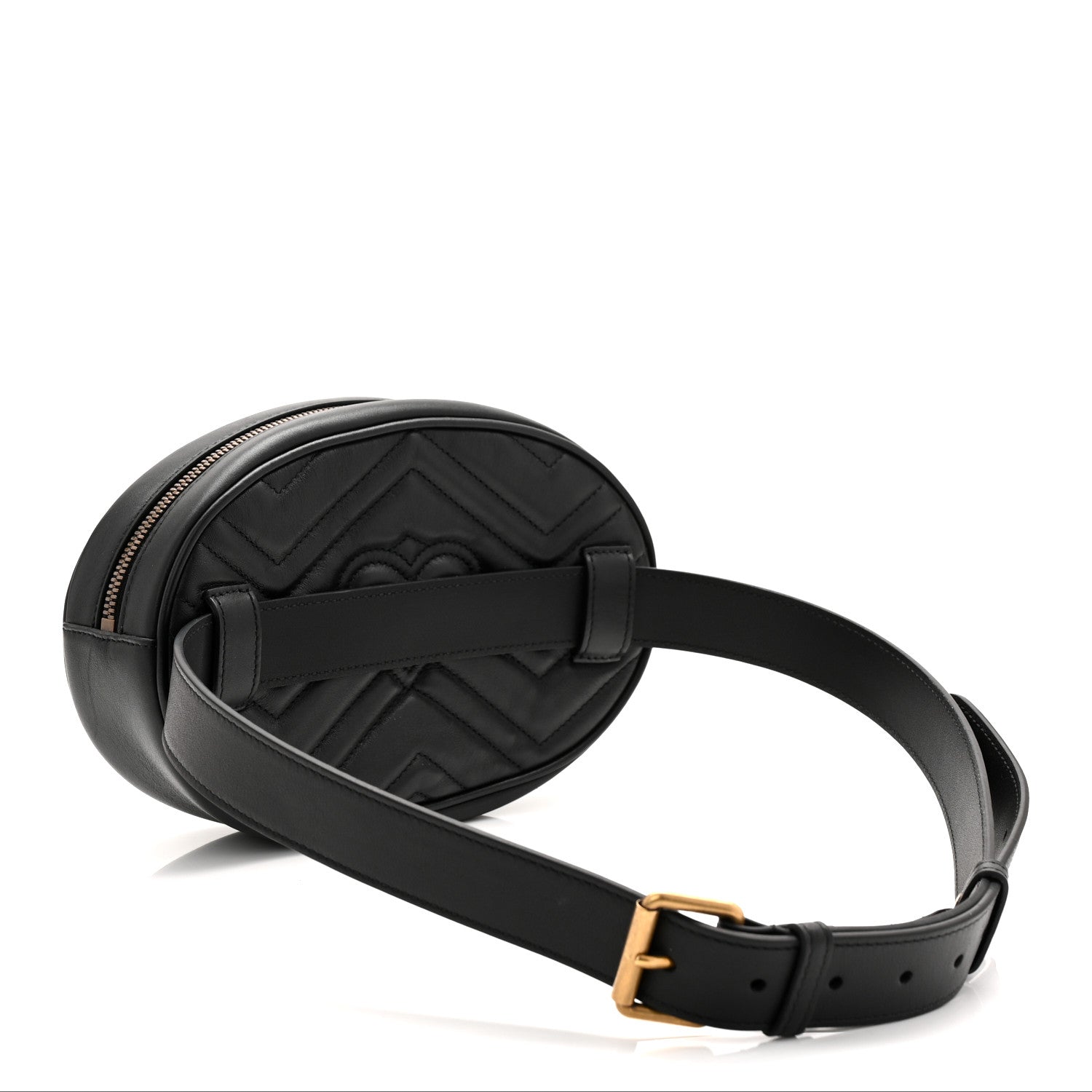 Gucci Calfskin Matelasse GG Marmont Belt Bag 95 38 Black 3 of 10