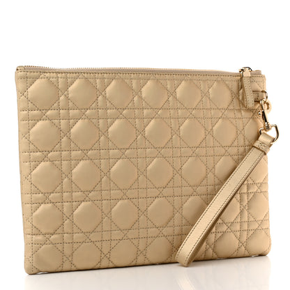 Christian Dior Metallic Lambskin Cannage Large Caro Daily Pouch Gold 3 of 8