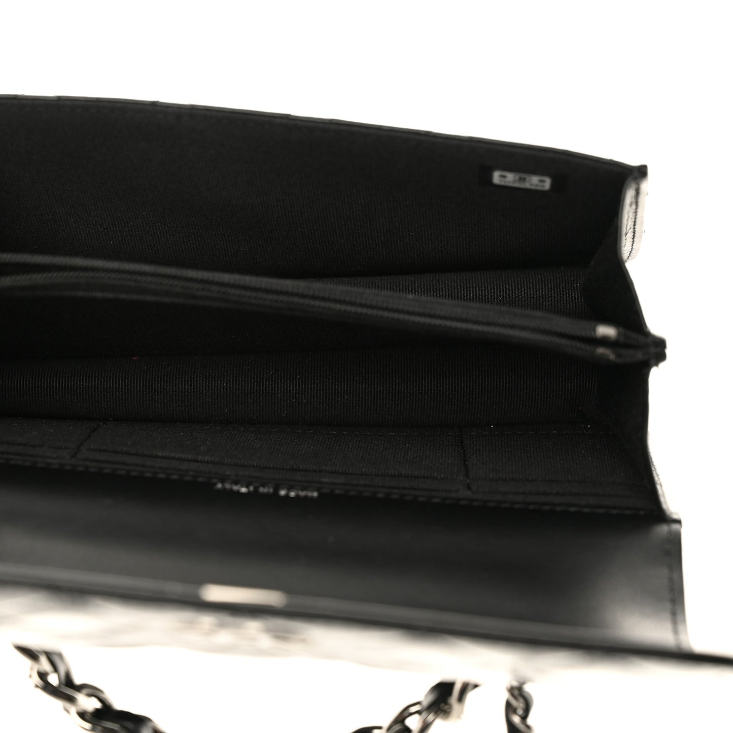 Shiny Crumpled Calfskin Strass Quilted Top Handle Clutch With Chain Black
