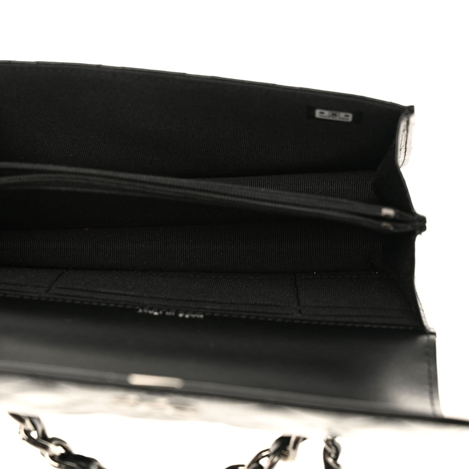 Chanel Shiny Crumpled Calfskin Strass Quilted Top Handle Clutch With Chain Black 5 of 11