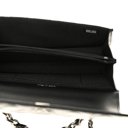 Chanel Shiny Crumpled Calfskin Strass Quilted Top Handle Clutch With Chain Black 5 of 11