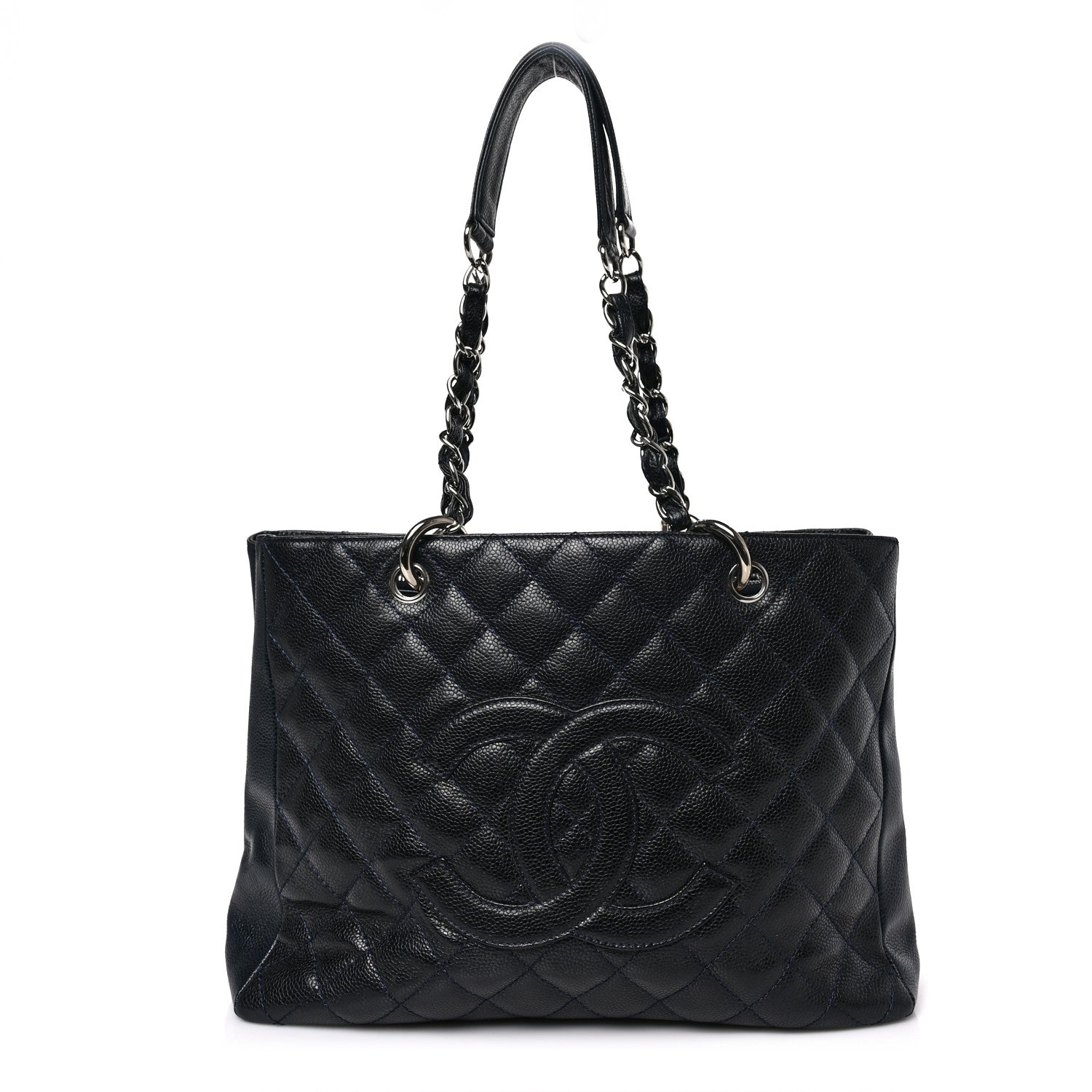Chanel Caviar Quilted Grand Shopping Tote GST Dark Navy Blue 1 of 8