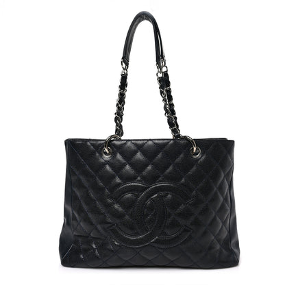 Chanel Caviar Quilted Grand Shopping Tote GST Dark Navy Blue 1 of 8