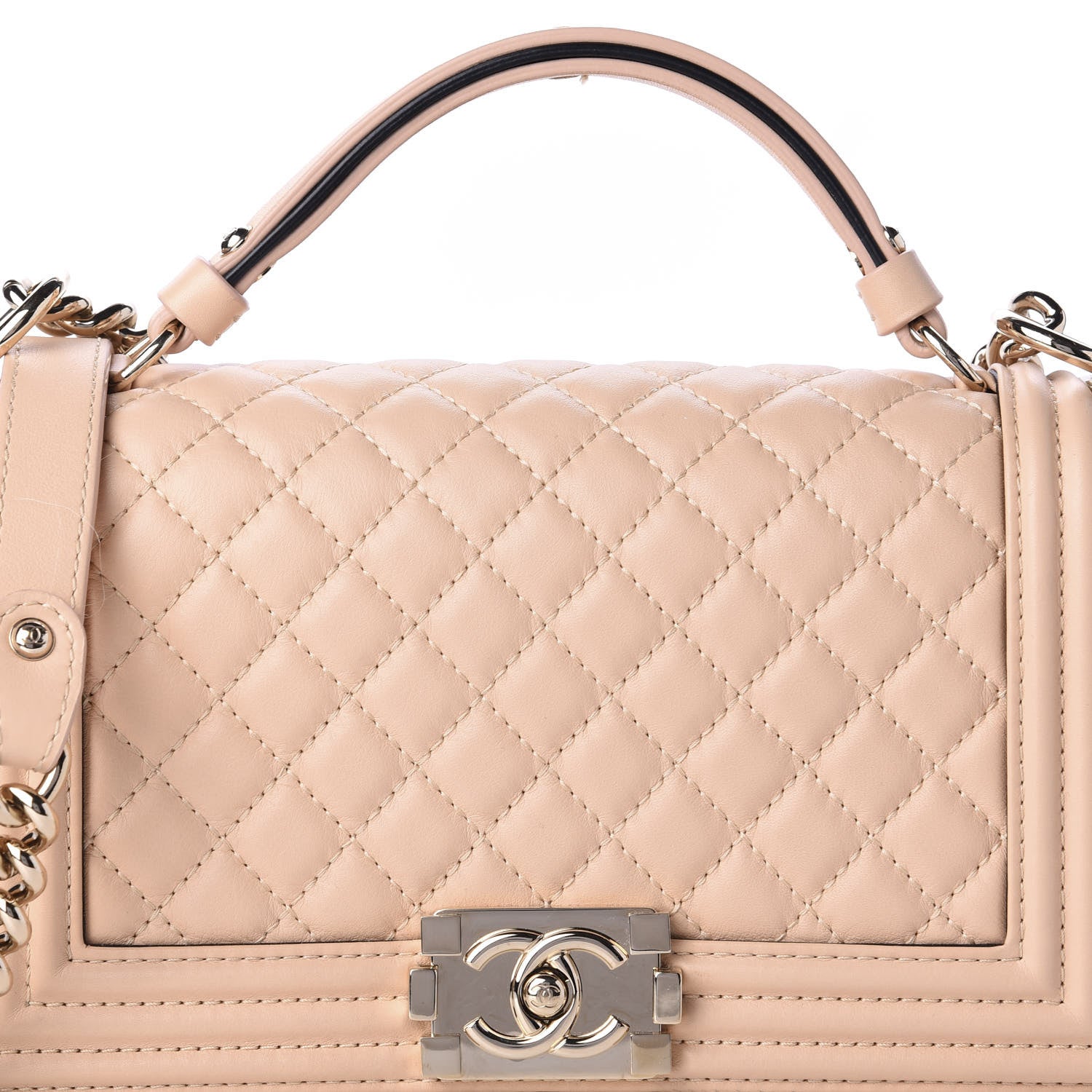 Chanel Calfskin Quilted Medium Top Handle Boy Flap Beige Clair 13 of 13