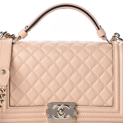 Chanel Calfskin Quilted Medium Top Handle Boy Flap Beige Clair 13 of 13