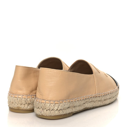 Chanel Lambskin CC Espadrilles 38 Beige Black 3 of 9