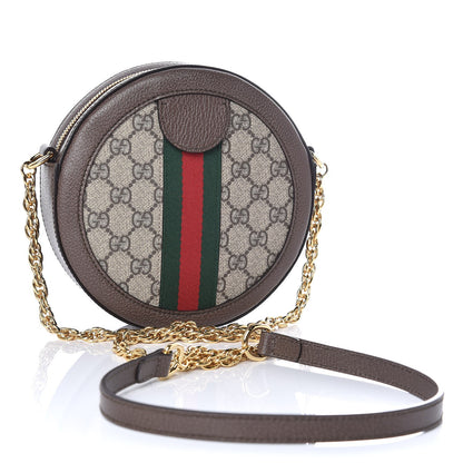 Gucci GG Supreme Monogram Web Mini Ophidia Round Shoulder Bag Brown 3 of 7