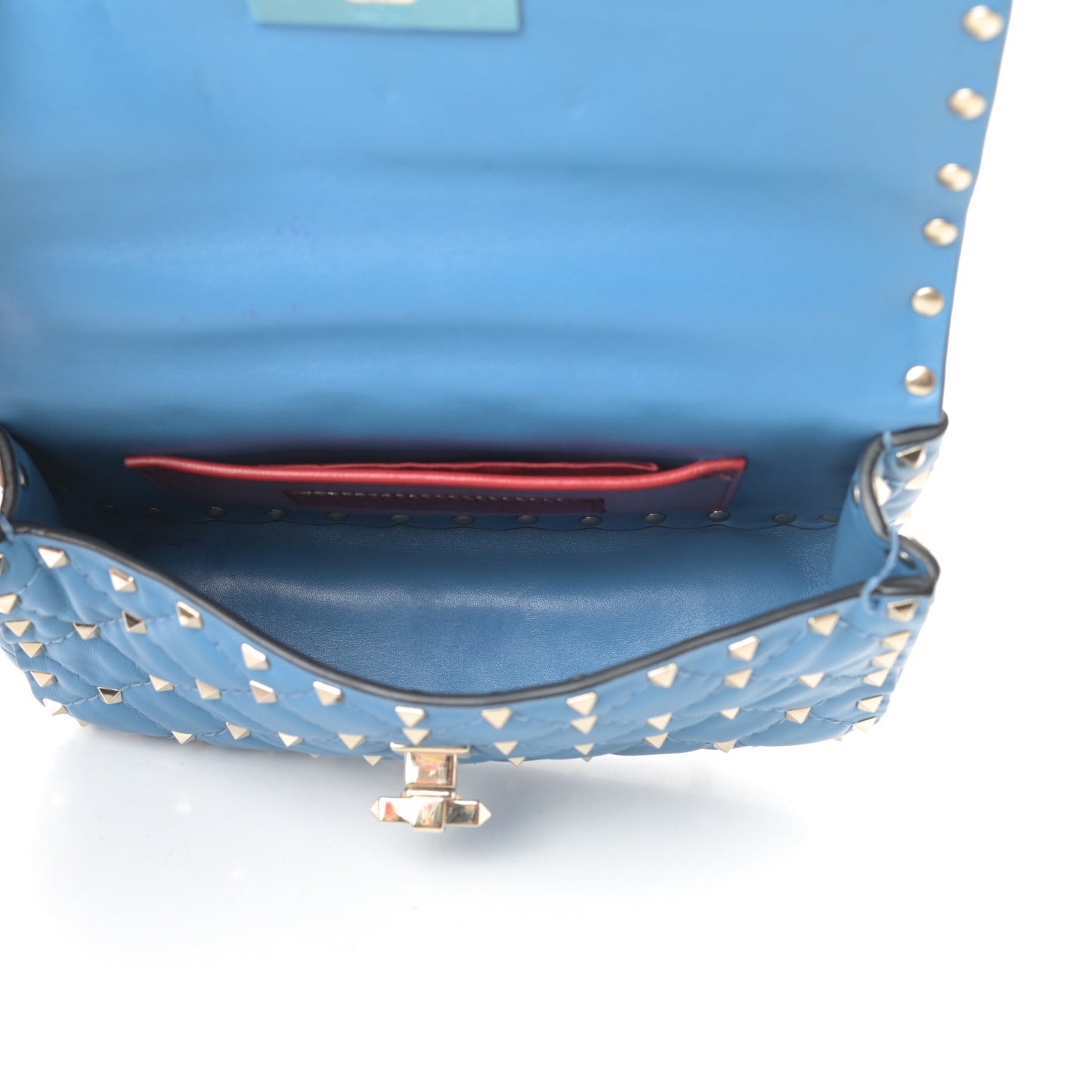Nappa Small Rockstud Spike Shoulder Bag Bluette