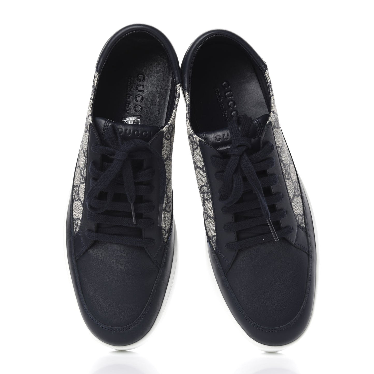 GG Supreme Monogram Calfskin Mens Low Top Sneakers 9.5 Blue Beige