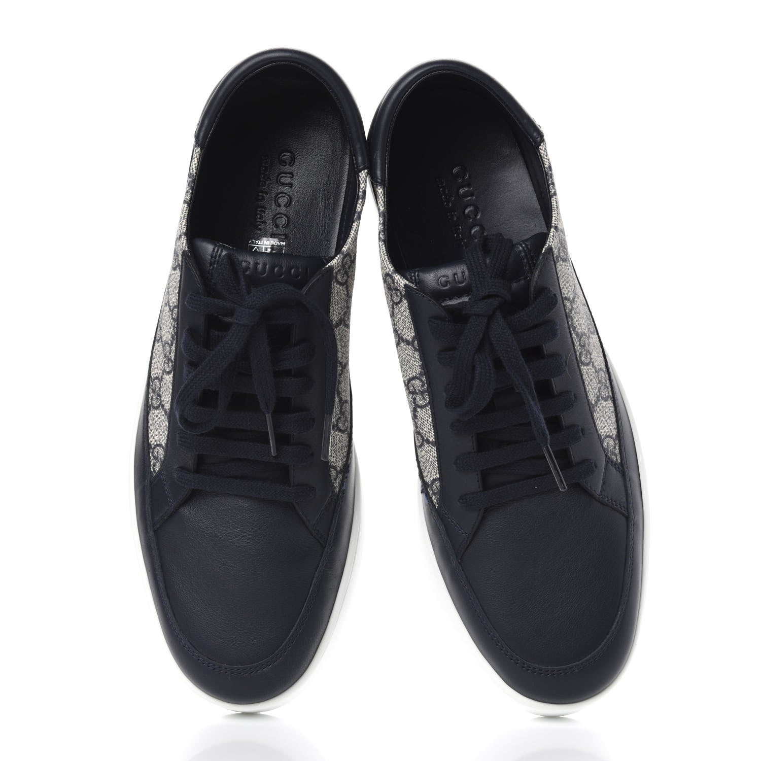 Gucci GG Supreme Monogram Calfskin Mens Low Top Sneakers 9.5 Blue Beige 5 of 11