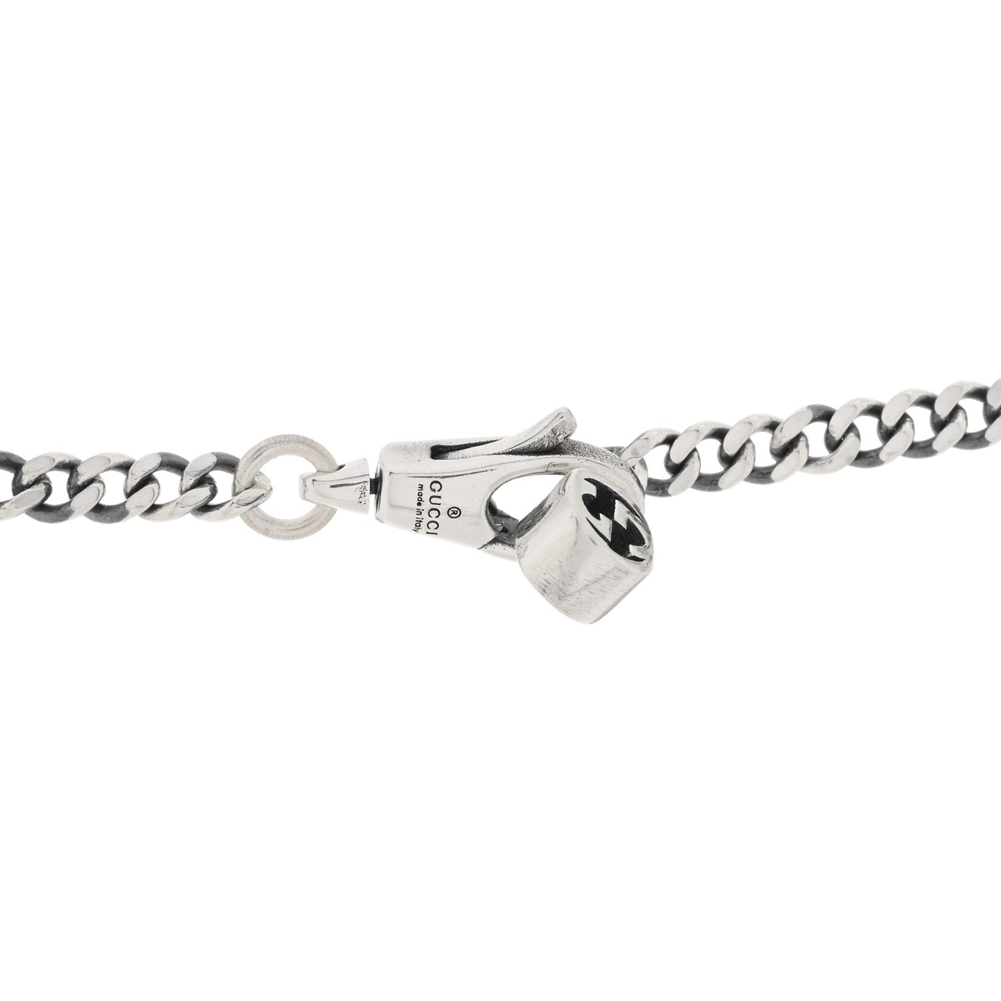 Sterling Silver Enamel Thin Interlocking G Necklace Black