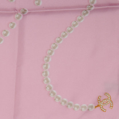 Chanel Silk Pearl CC Square Scarf Pink 5 of 5