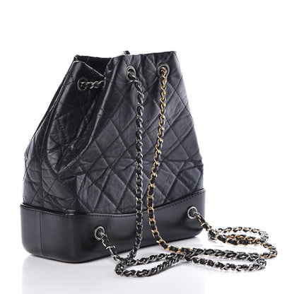 Chanel Aged Calfskin Quilted Small Gabrielle Backpack Black 3 of 12