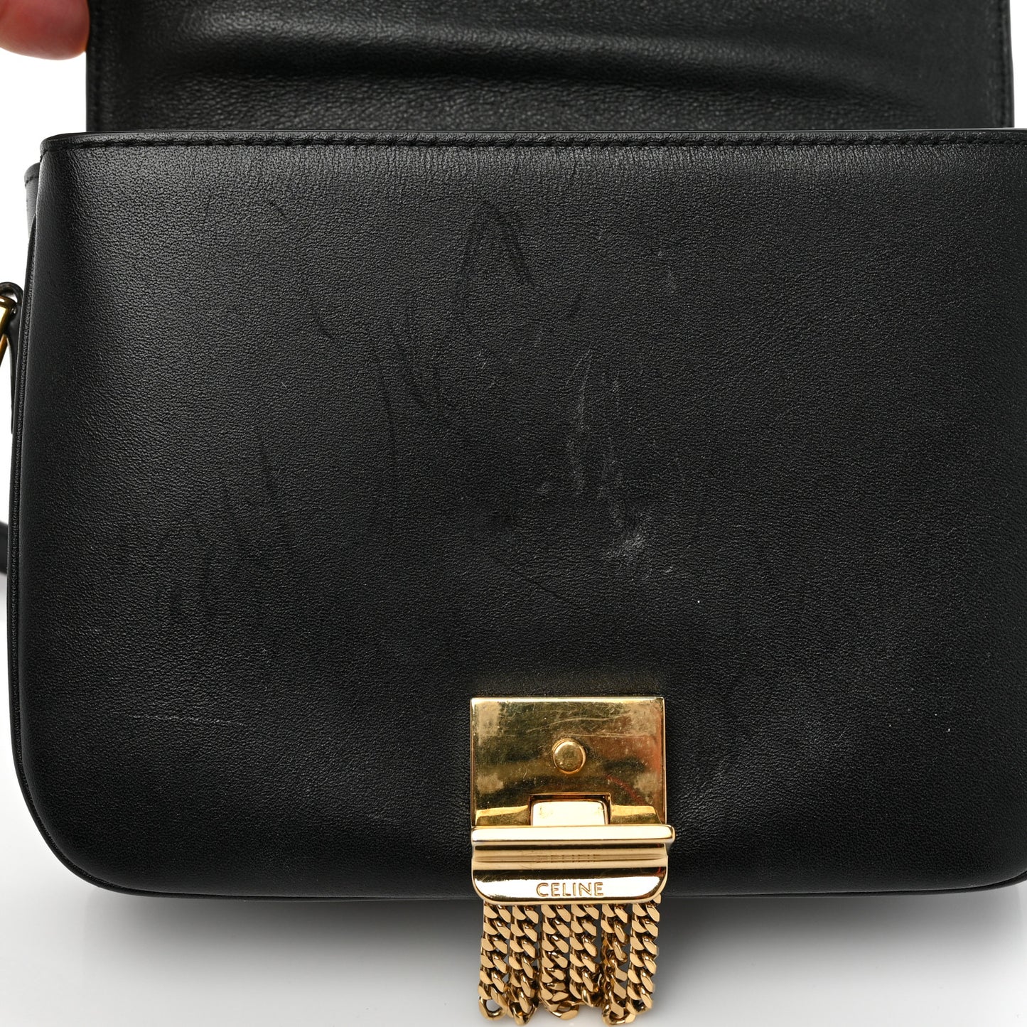 Shiny Calfskin Small Pampille C Bag Black