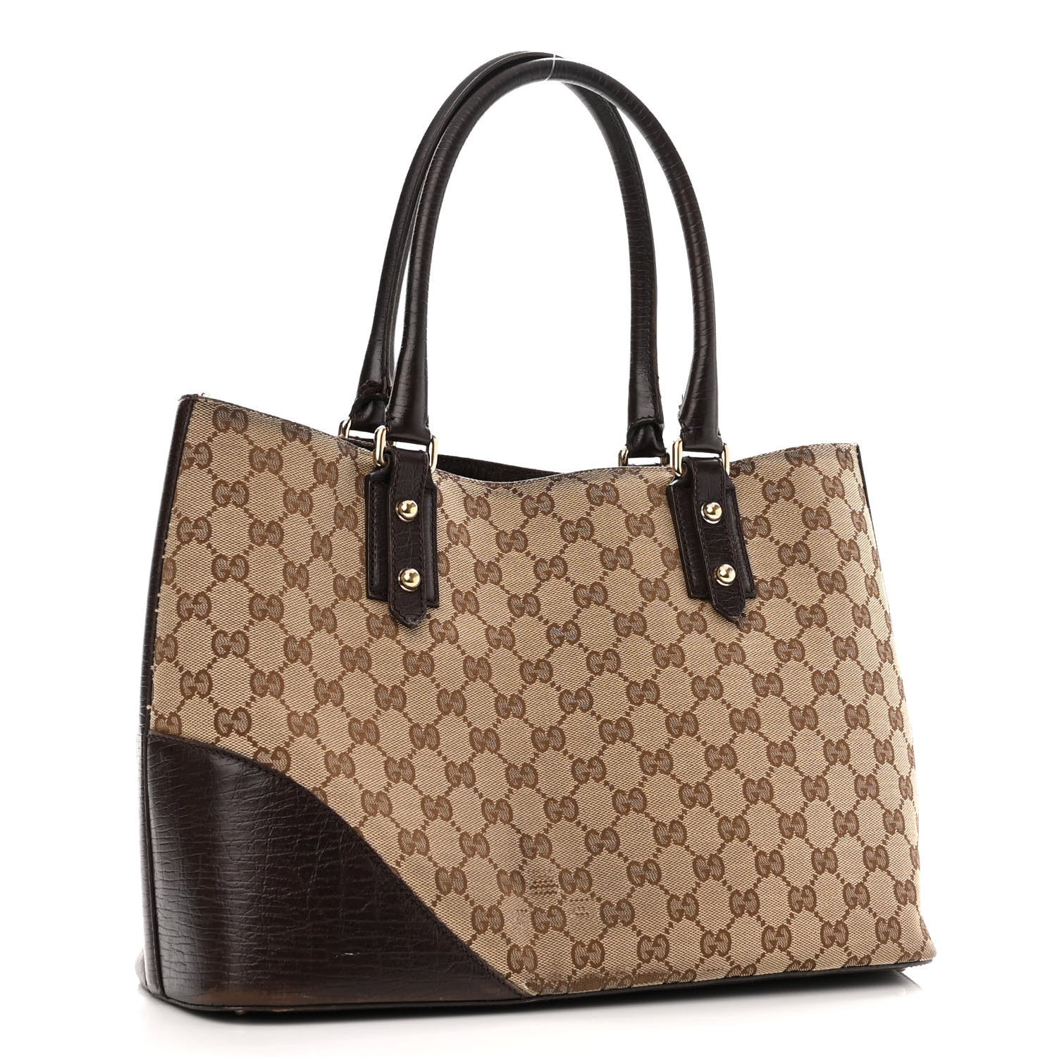 Gucci Monogram Medium Hasler Tote Dark Brown 2 of 14