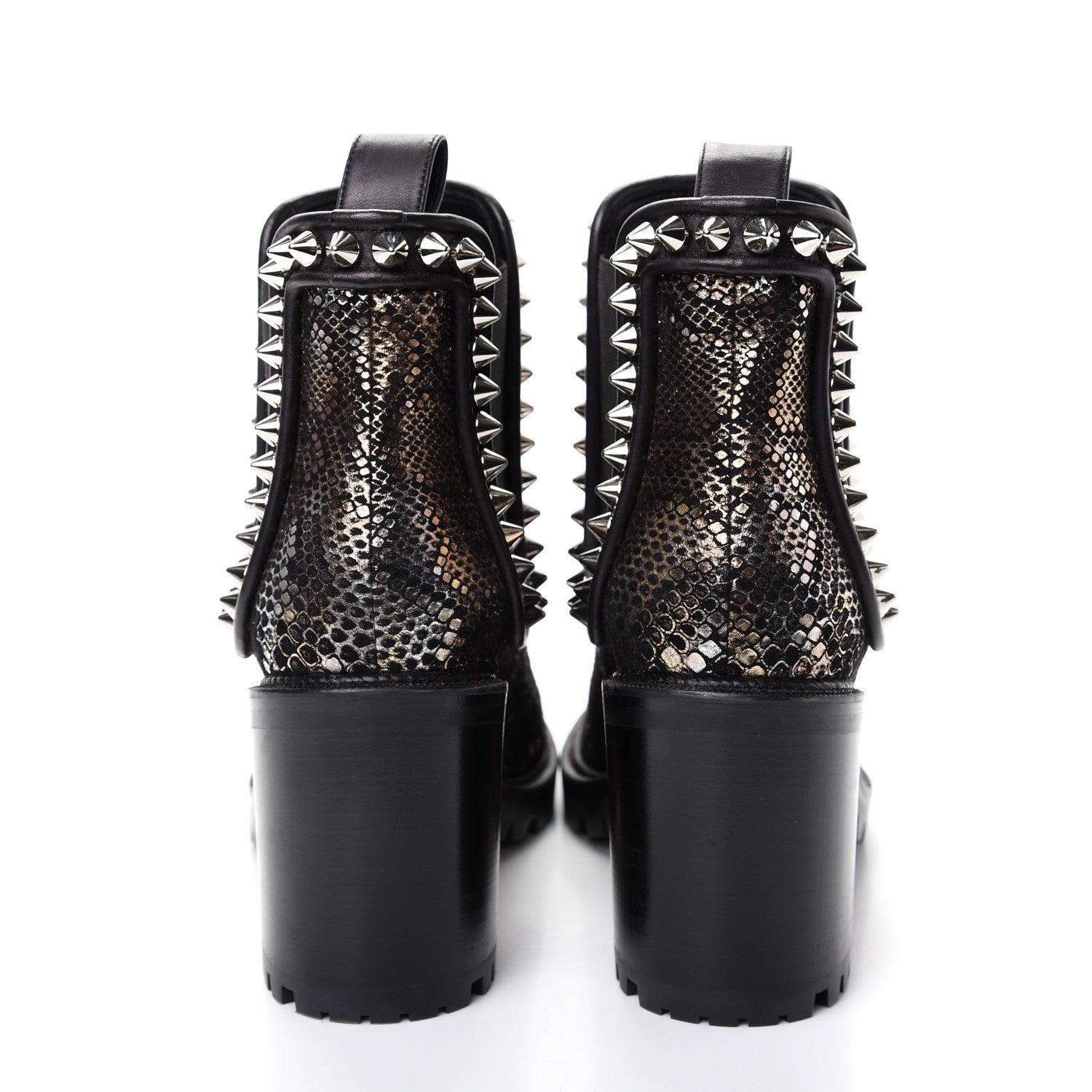 Christian Louboutin Suede Snakeskin Embossed Spiked Crapahutta 70 Chelsea Boots 37.5 Black 7 of 9