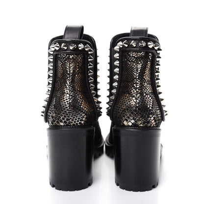 Christian Louboutin Suede Snakeskin Embossed Spiked Crapahutta 70 Chelsea Boots 37.5 Black 7 of 9