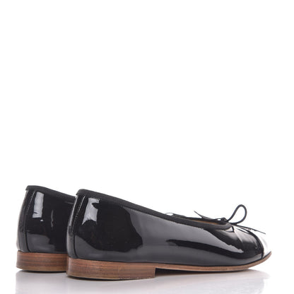 Chanel Patent CC Cap Toe Ballerina Flats 38 Black 4 of 11