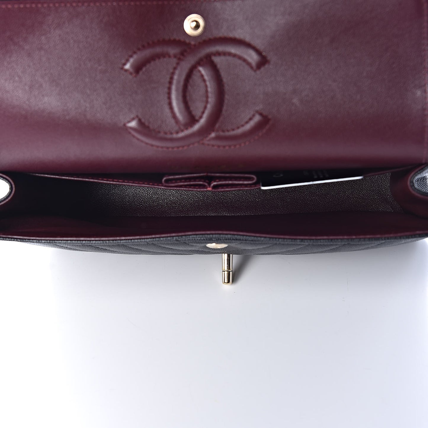 Caviar Chevron Quilted Medium Double Flap Black