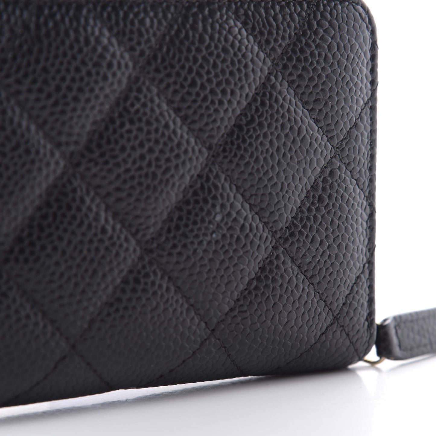 Caviar Quilted Medium Zip Around Wallet Black