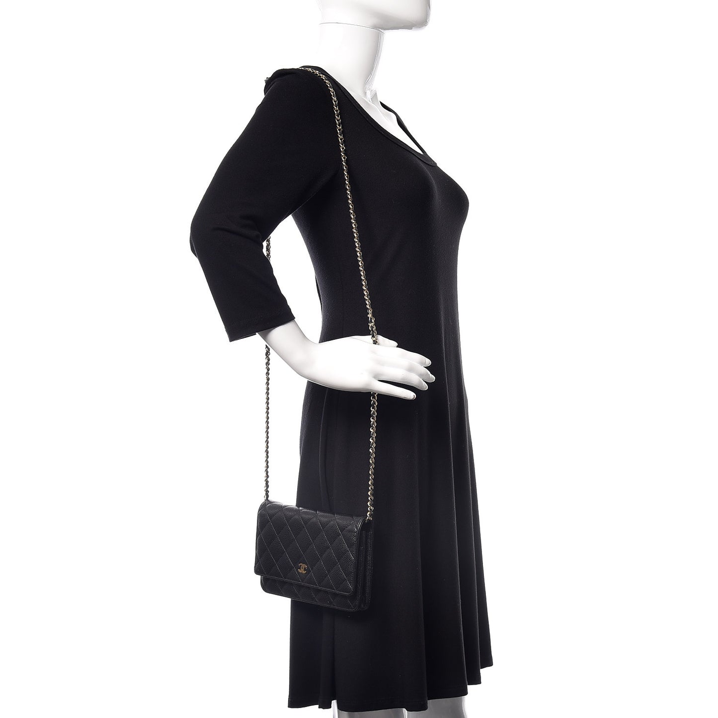 Caviar Quilted Wallet On Chain WOC Black