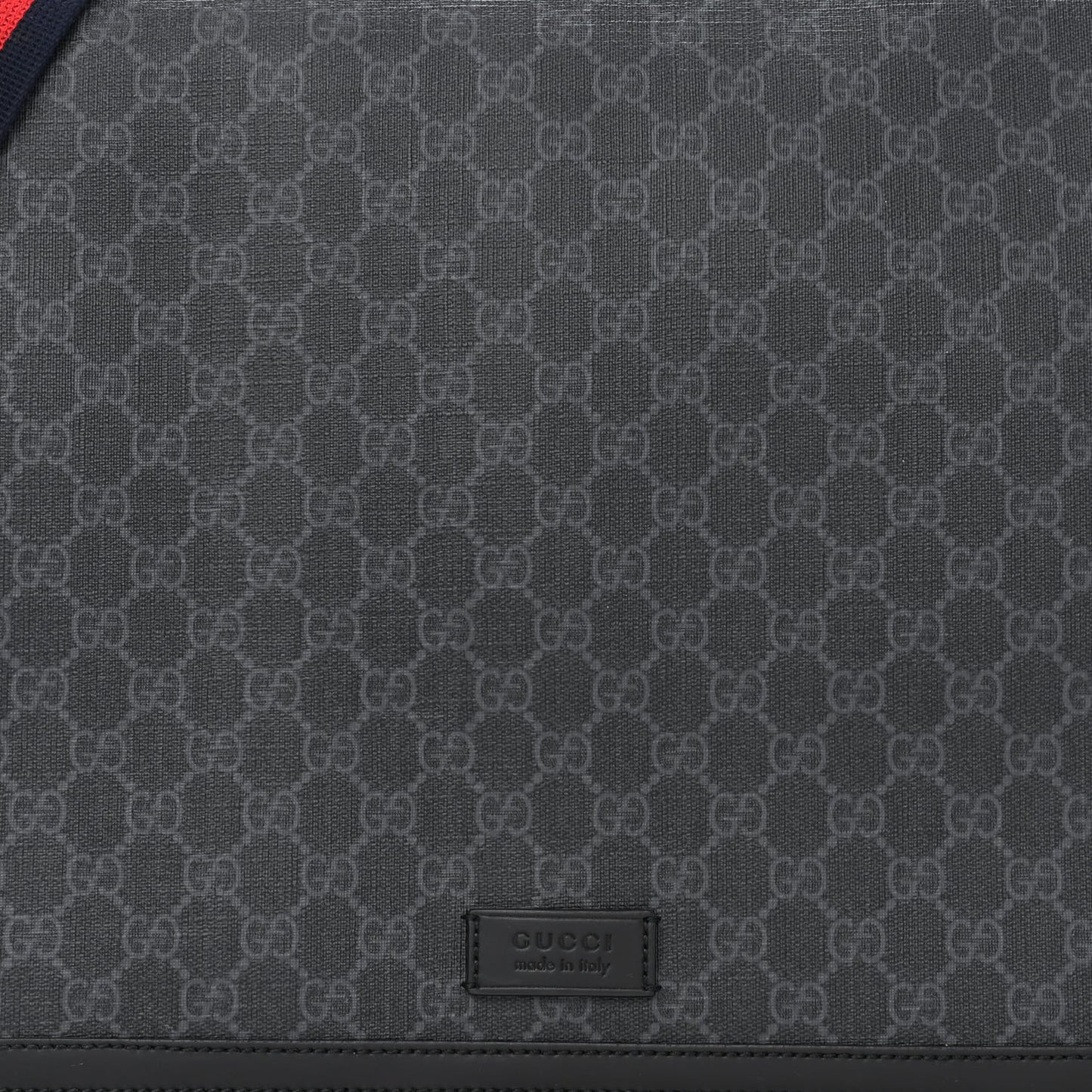 GG Supreme Monogram Web Messenger Diaper Bag Black Grey