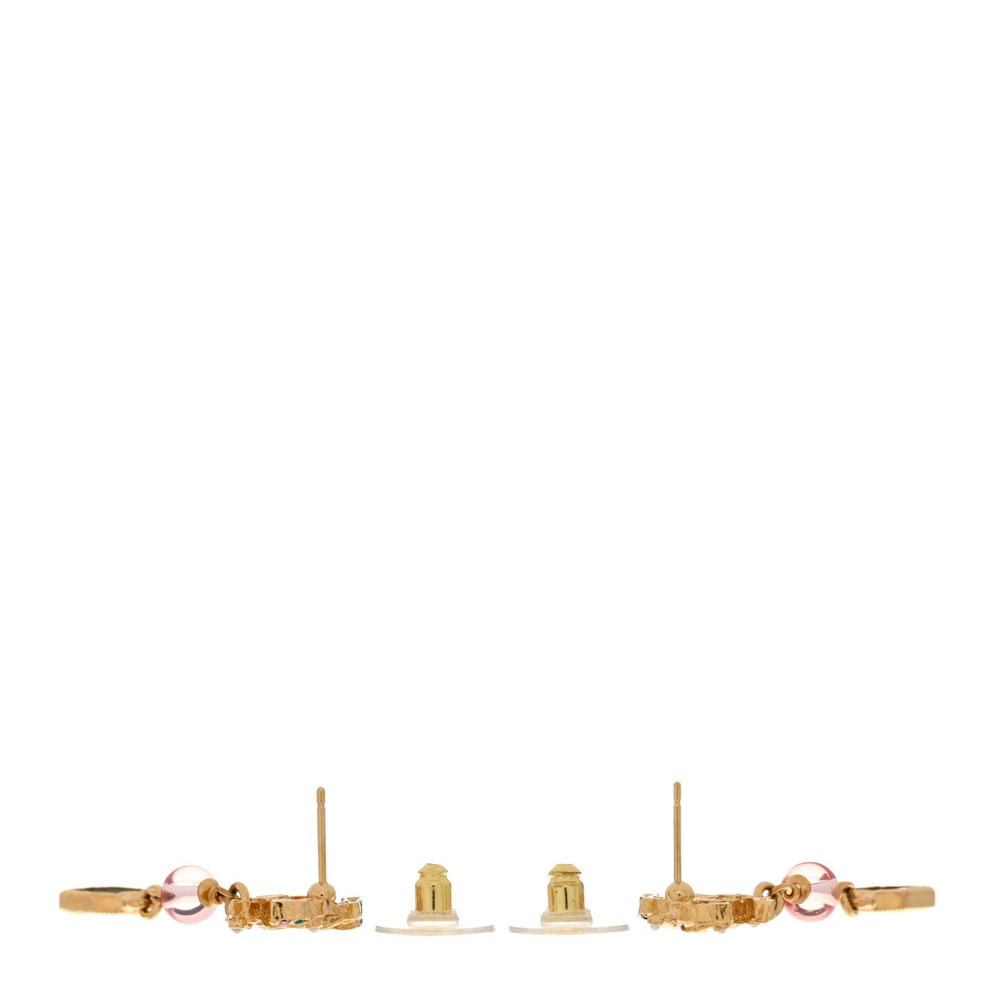 Crystal Pearl Glitter CC Drop Earrings Gold Green Pink